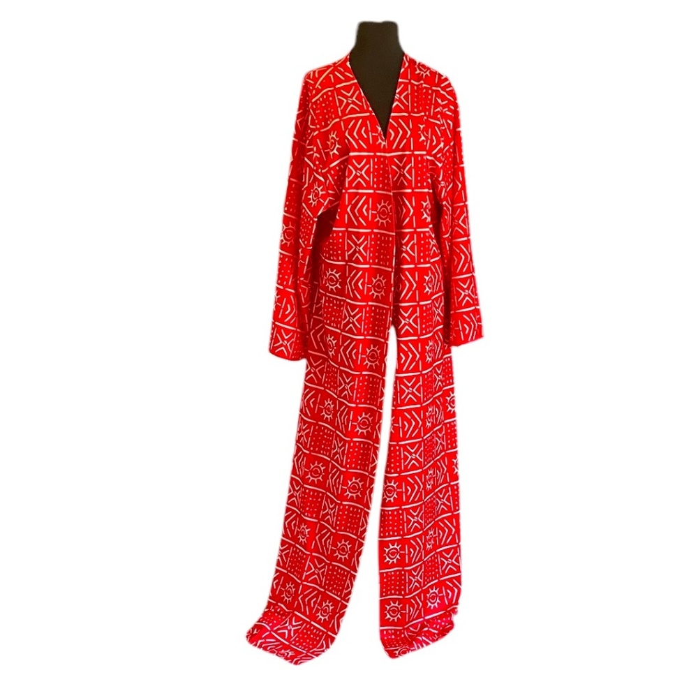 Handmade‎ African print kimono Ankle length Long Sleeves Ankle Length Sz 12 NEW